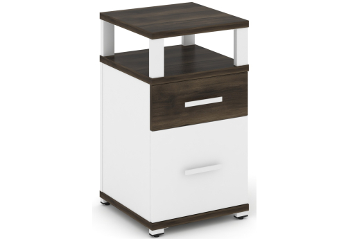 Тумба приставная 1 ящик + 1 распашной фасад с надставкой Динен, цвет дуб мали-белый