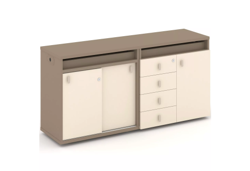 Тумба двойная с топом (набор №6, вариант 1), цвет латте + сатин