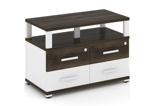 Тумба приставная широкая 4 ящика с надставкой широкой Динен, цвет дуб мали-белый