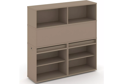 Тумба двойная с надставкой высокой (набор №1, вариант 3), цвет латте