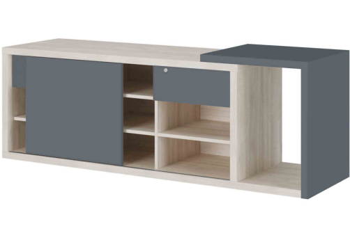 Греденция правая Петра, цвет светлый дуб + антрацит