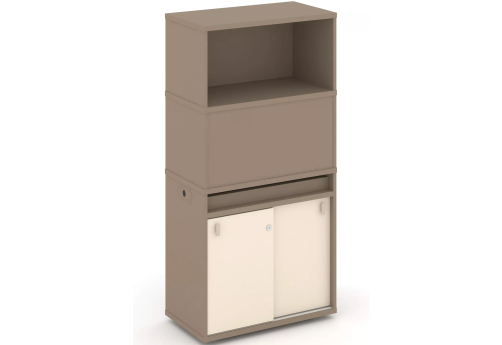 Тумба одиночная с надставкой высокой (набор №3, вариант 3), цвет латте + сатин