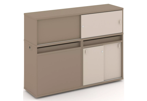 Тумба двойная с надставкой низкой (набор №21, вариант 2), цвет латте + капучино