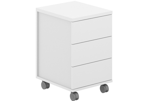 Тумба мобильная 3 ящика метабокс с замком Фламинго, цвет белый