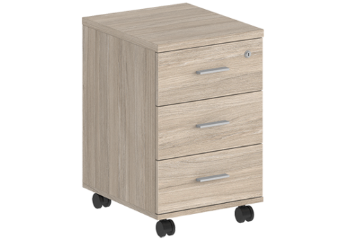 Тумба мобильная с 3 ящиками и замком Индиго Вуд, цвет дуб светлый