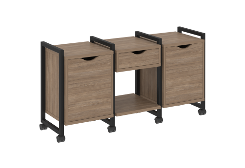 Тумба мобильная наборная вариант 7 Европа, цвет дуб аризона + черный