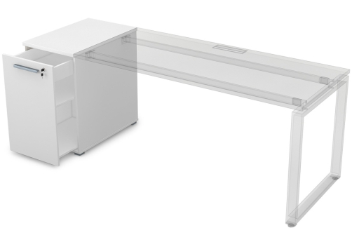 Тумба с выкатной секцией Платинум Персонал, цвет белый премиум