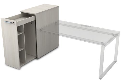 Тумба с выкатной секцией высокая Платинум Персонал, цвет слоновая кость