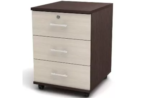 Тумба мобильная с замком, цвет дуб молочный + венге