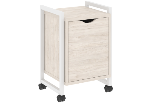 Тумба мобильная с распашным фасадом Европа, цвет денвер светлый + белый