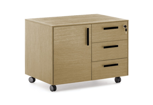 Тумба 3 ящика и 1 дверь, цвет эвкалипт светлый + черный