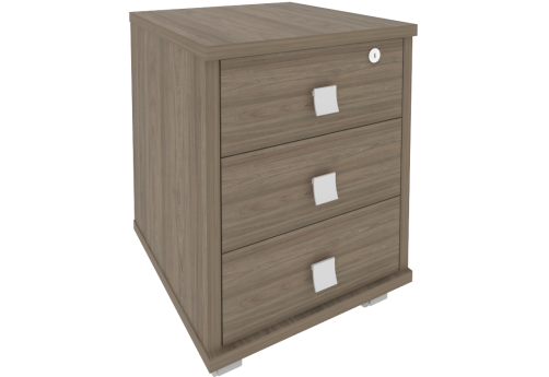 Тумба подкатная 3 ящика с замком, цвет вяз