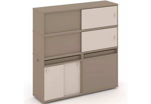 Тумба двойная с надставкой высокой (набор №26, вариант 1), цвет латте + капучино