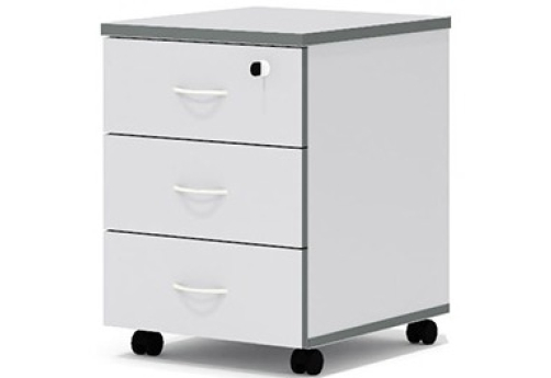 Тумба подкатная (3 ящика с замком) Колибри, цвет светло-серый