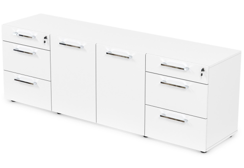 Греденция с 6 ящиками Кенвуд Конференц, цвет белый премиум