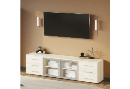 Греденция (6 ящиков и 2 стеклянные двери) Лорка, цвет акация