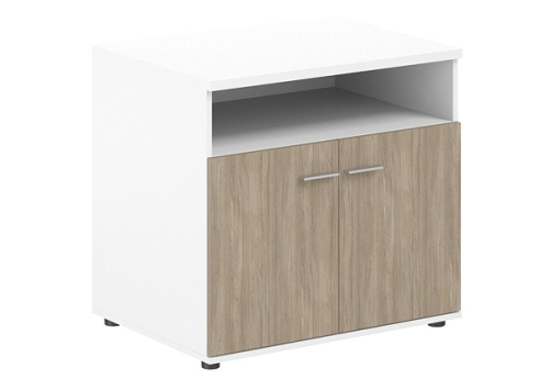 Тумба сервисная с нишей и 2 фасадами Индиго Вуд, цвет белый + дуб темный