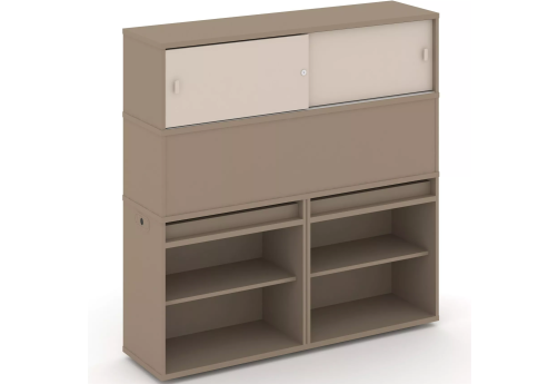 Тумба двойная с надставкой высокой (набор №3, вариант 2), цвет латте + капучино