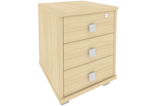 Тумба подкатная 3 ящика с замком, цвет акация