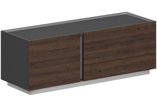 Тумба опорная приставная правая, цвет оникс серый + дуб темный