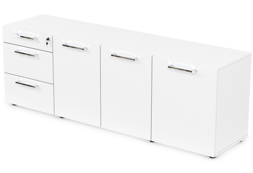 Греденция с 3 ящиками Кенвуд Конференц, цвет белый премиум