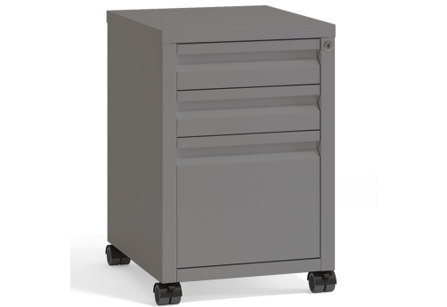 Тумба мобильная металлическая (центральный замок), цвет серый