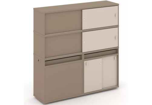 Тумба двойная с надставкой высокой (набор №26, вариант 2), цвет латте + капучино