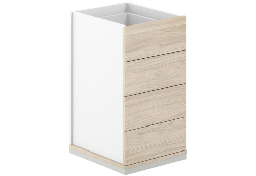 Тумба приставная 4 ящика метабокс с замком Фламинго, цвет белый + акация