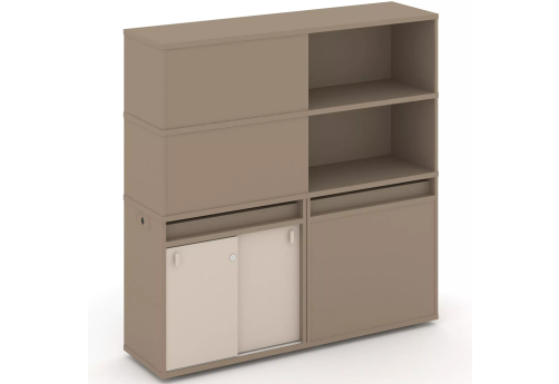 Тумба двойная с надставкой высокой (набор №20, вариант 1), цвет латте + капучино