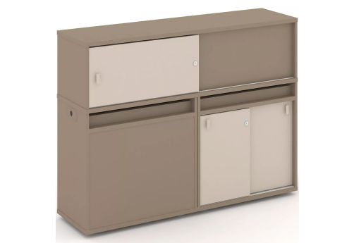 Тумба двойная с надставкой низкой (набор №22, вариант 1), цвет латте + капучино