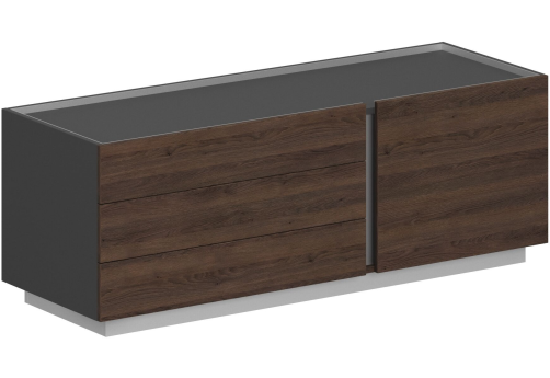 Тумба опорная приставная левая, цвет оникс серый + дуб темный