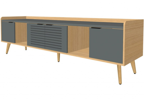 Опорная тумба конференц-стола, цвет графит + дуб сорано