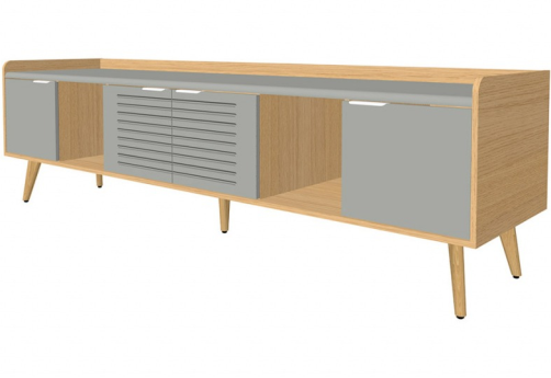 Опорная тумба конференц-стола, цвет серый + дуб сорано