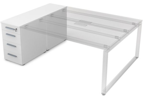 Тумба приставная с ящиками и общим топом Платинум Персонал, цвет белый премиум