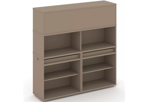 Тумба двойная с надставкой высокой (набор №1, вариант 4), цвет латте