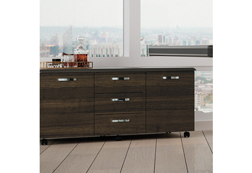 Тумба сервисная мобильная Мокко, цвет темный мокко + черный