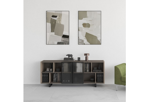 Греденция Британия, цвет дуб + серый