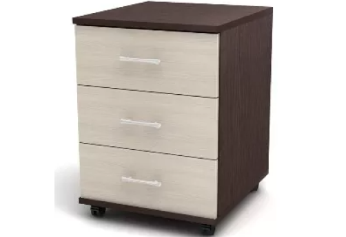 Тумба мобильная, дуб молочный + венге