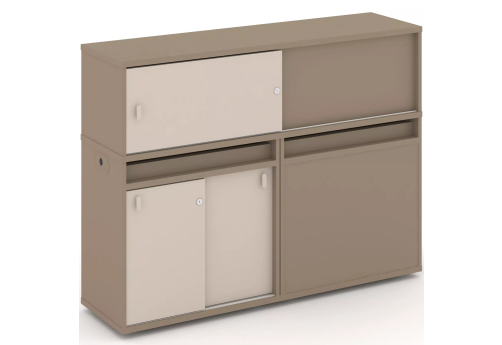 Тумба двойная с надставкой низкой (набор №22, вариант 2), цвет латте + капучино