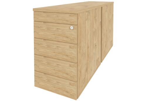 Тумба двойная приставная/опорная (TIP-ON), цвет тиквуд светлый