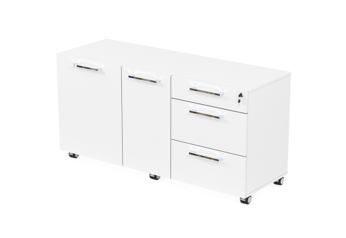Тумба сервисная мобильная с ящиками Кенвуд Конференц, цвет белый премиум