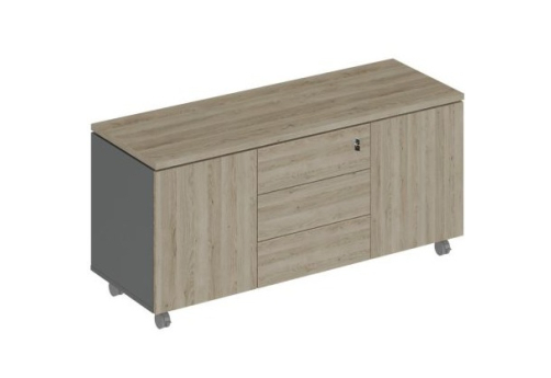 Тумба для оргтехники Римини, цвет дуб светлый + антрацит + дуб светлый