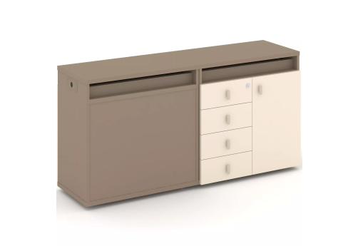 Тумба двойная с топом (набор №2, вариант 2), цвет латте + сатин