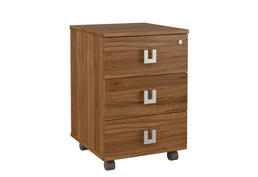 Тумба подкатная с 3 ящиками, цвет орех