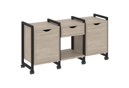 Тумба мобильная наборная вариант 7 Европа, цвет дуб аттик + черный