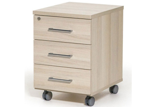 Тумба подкатная 3 ящика, цвет дуб светлый