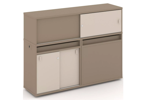 Тумба двойная с надставкой низкой (набор №21, вариант 1), цвет латте + капучино