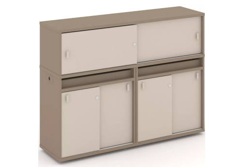 Тумба двойная с надставкой низкой (набор №6, вариант 1), цвет латте + капучино