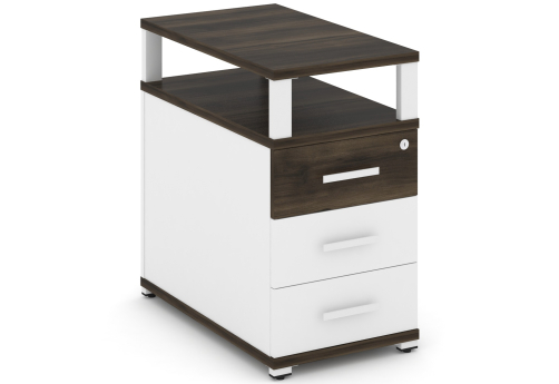 Тумба приставная 3 ящика с надставкой Динен, цвет дуб мали-белый