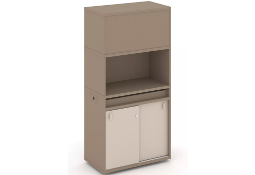 Тумба одиночная с надставкой высокой (набор №3, вариант 2), цвет латте + капучино